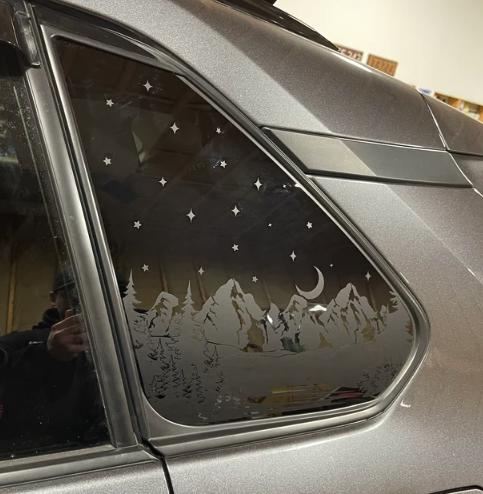 Starry Night Mountain Quarter Window Decal – Compatible with Toyota RAV4 (2019–2027)