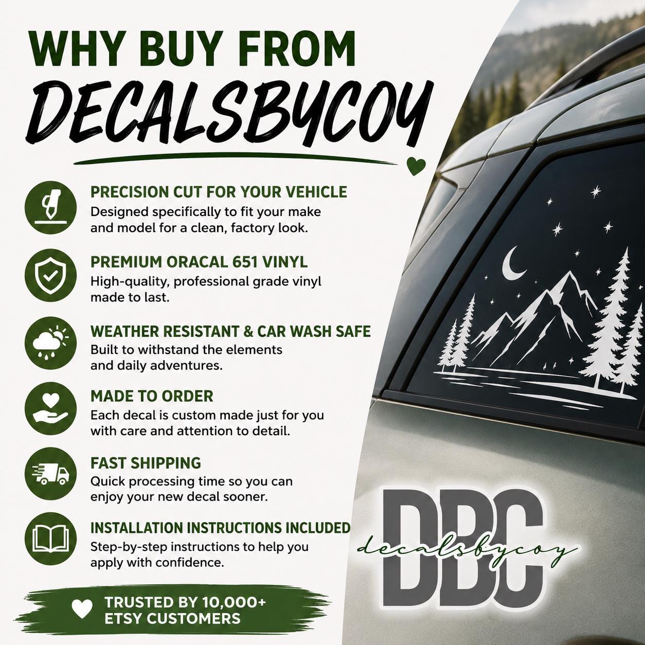 Starry Night Mountain Quarter Window Decal – Compatible with Toyota RAV4 (2019–2027)