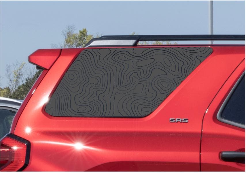 Inverted Topographic Map Quarter Window Decal – Compatible with Toyota 4Runner (2010–2027)