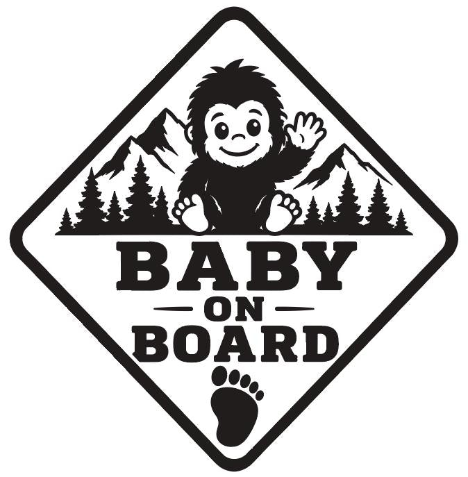Baby On Board Car Window Safety Decal Baby Bigfoot