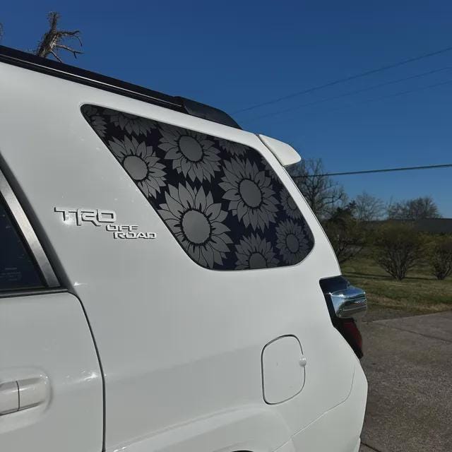 Sunflower Quarter Window Decal – Compatible with Toyota 4Runner (2010–2027)