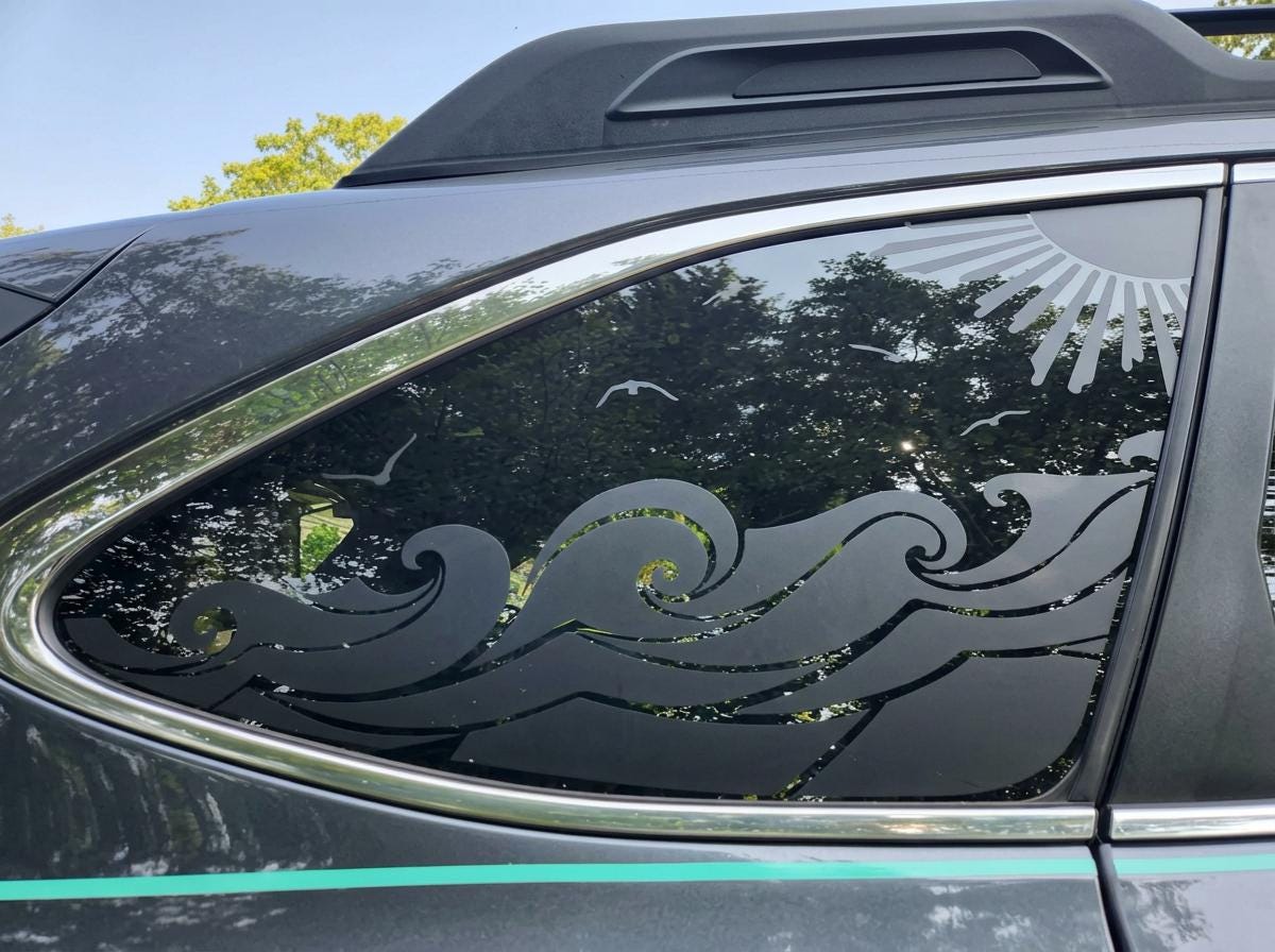 Ocean Wave Quarter Window Decal – Compatible with Subaru Outback (2010–2027)
