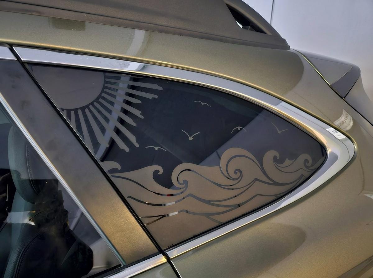 Ocean Wave Quarter Window Decal – Compatible with Subaru Outback (2010–2027)