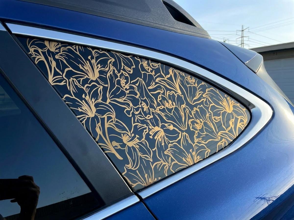 Lily Flowers Quarter Window Decal – Compatible with Subaru Outback (2010–2027)