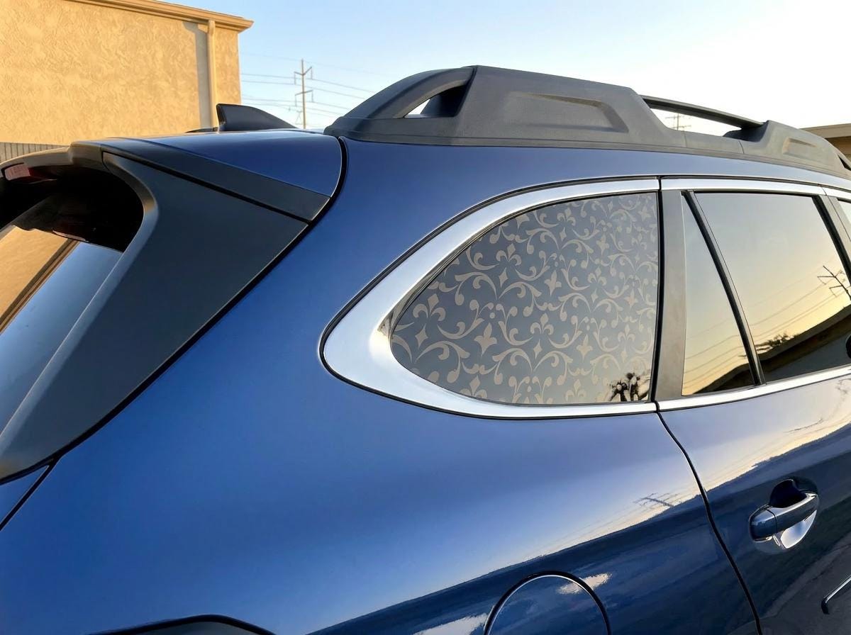 Elegant Floral Scroll Quarter Window Decal – Compatible with Subaru Outback (2010–2027)
