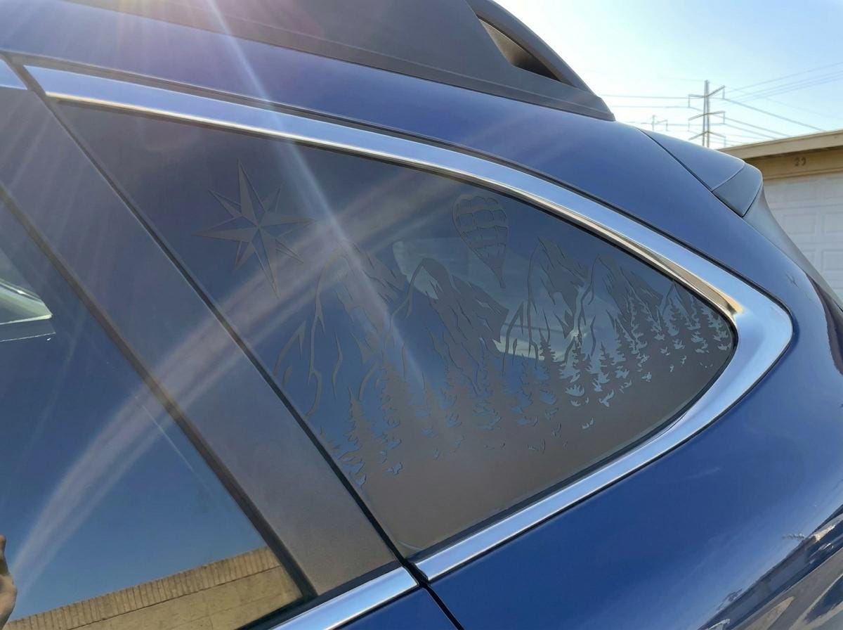 Hot Air Balloon Compass Quarter Window Decal – Compatible with Subaru Outback (2010–2027)