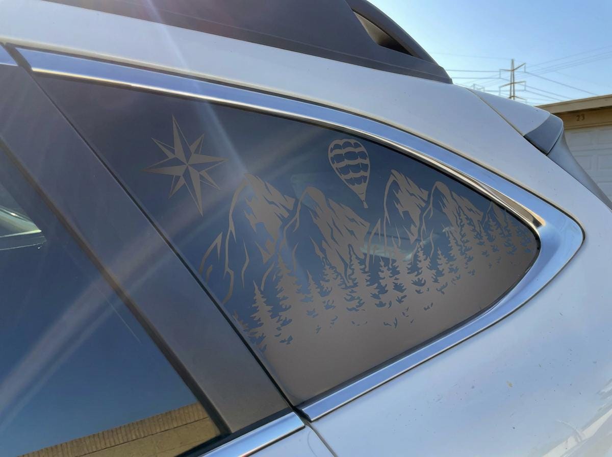 Hot Air Balloon Compass Quarter Window Decal – Compatible with Subaru Outback (2010–2027)