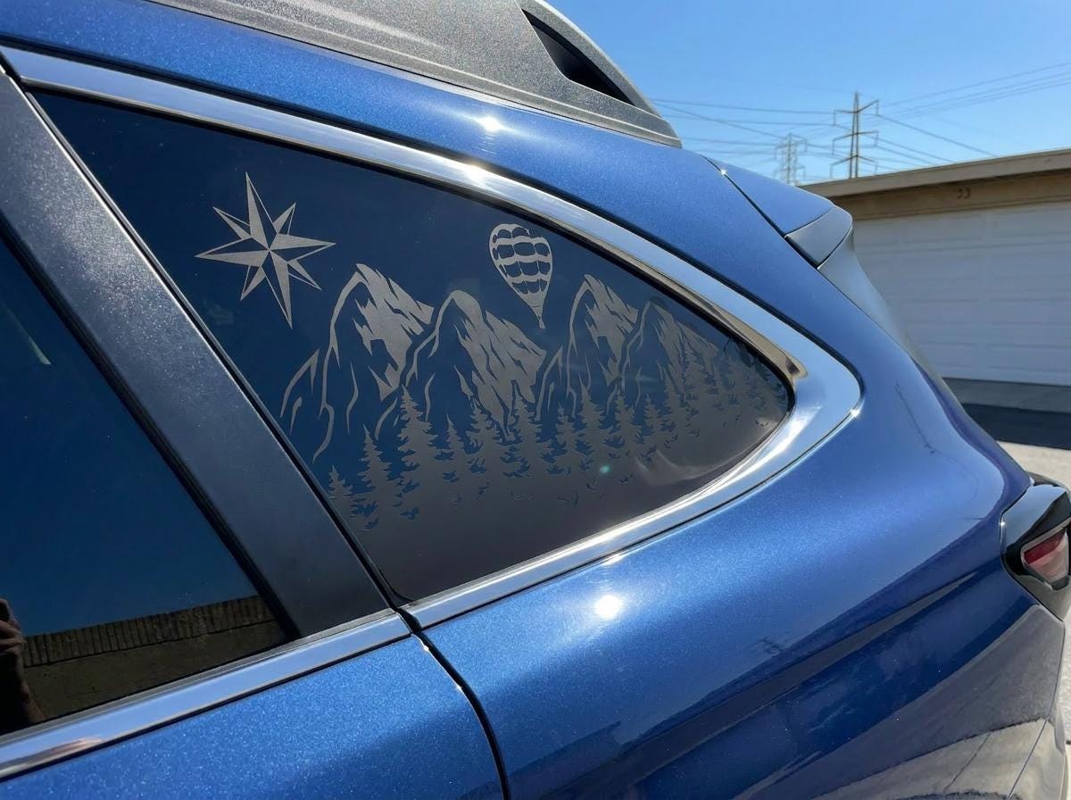 Hot Air Balloon Compass Quarter Window Decal – Compatible with Subaru Outback (2010–2027)