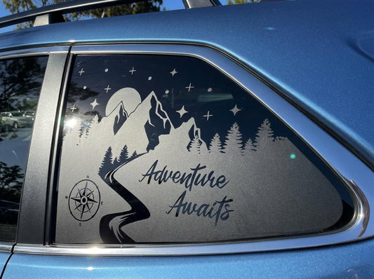 Adventure Awaits Quarter Window Decal – Compatible with Subaru Forester (2009–2027)