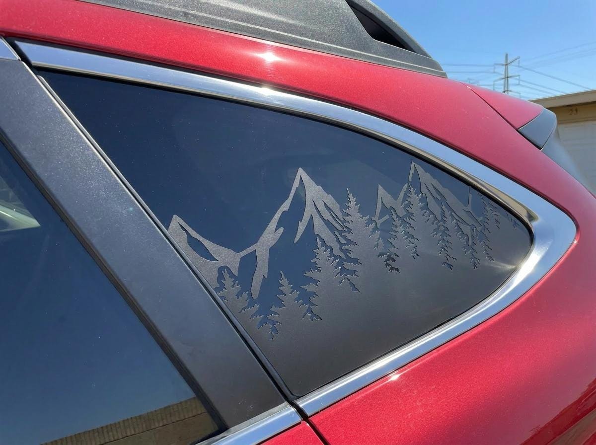 Mountain Fir Trees Quarter Window Decal – Compatible with Subaru Outback (2010–2027)