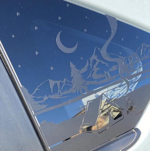 Camping Tent Campfire Quarter Window Decal Compatible with Subaru Crosstrek 2012–2027
