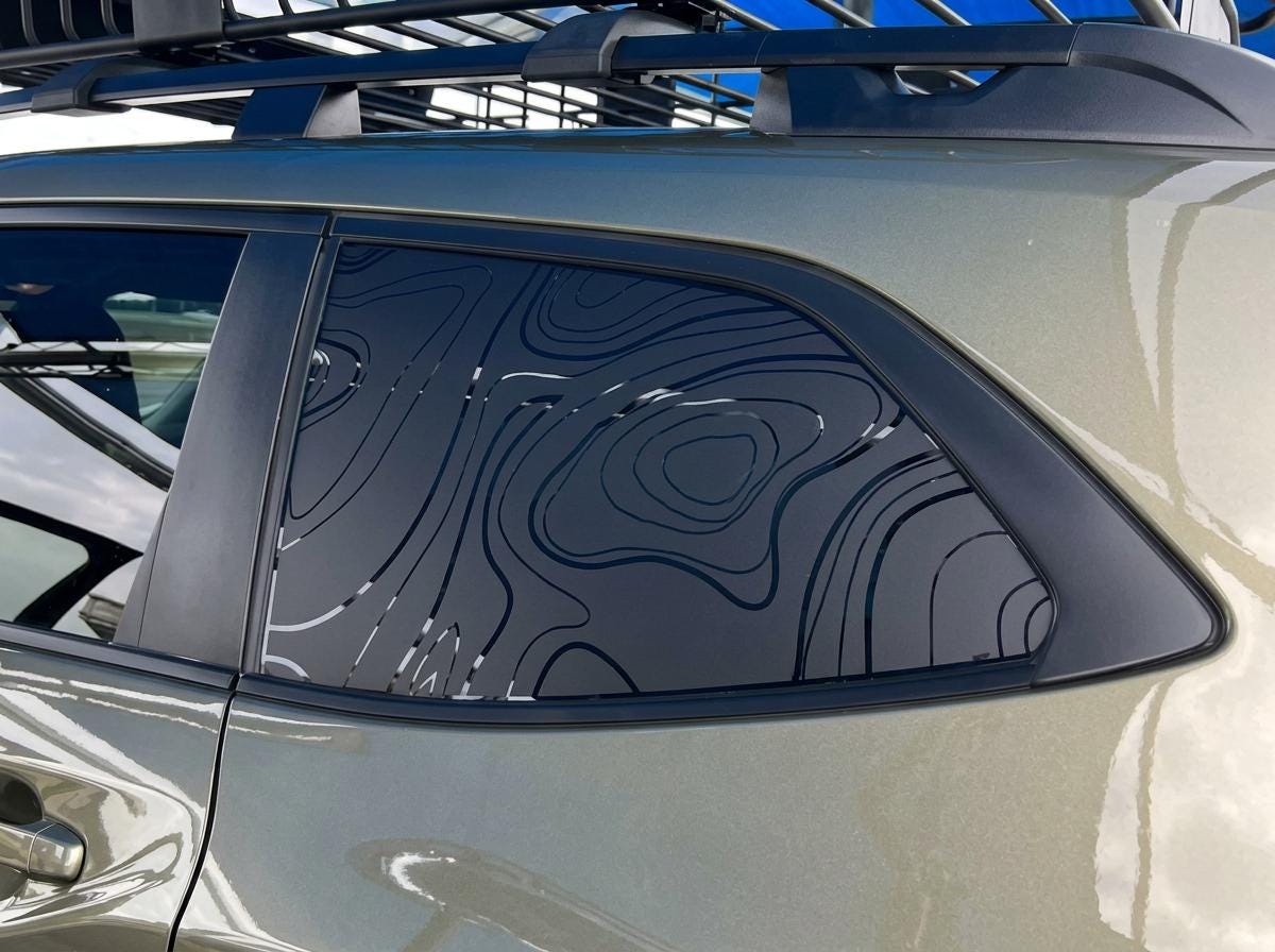 Topographic Map Quarter Window Decal Compatible with Subaru Ascent 2019–2027