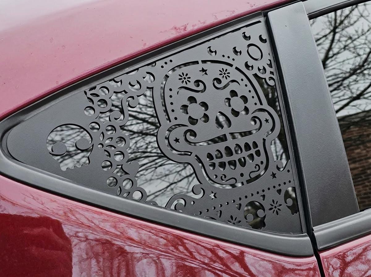 Sugar Skull Quarter Window Decal Compatible with Subaru Crosstrek 2012–2027