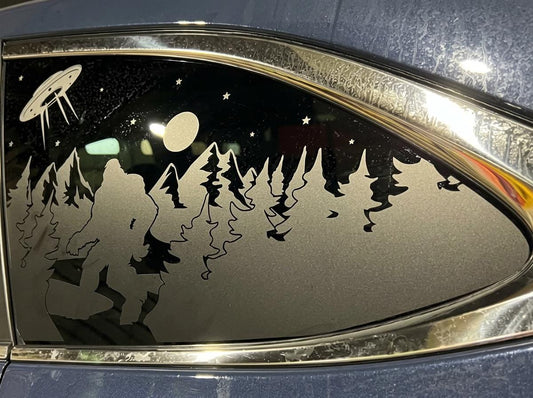 Bigfoot UFO Quarter Window Decal – Compatible with Subaru Outback (2010–2027)