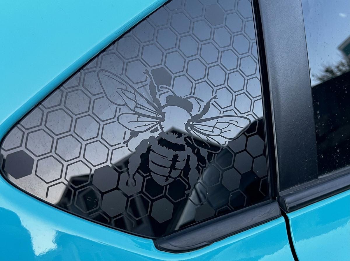 Honeycomb Bee Quarter Window Decal – Compatible with Subaru Crosstrek (2012–2027)