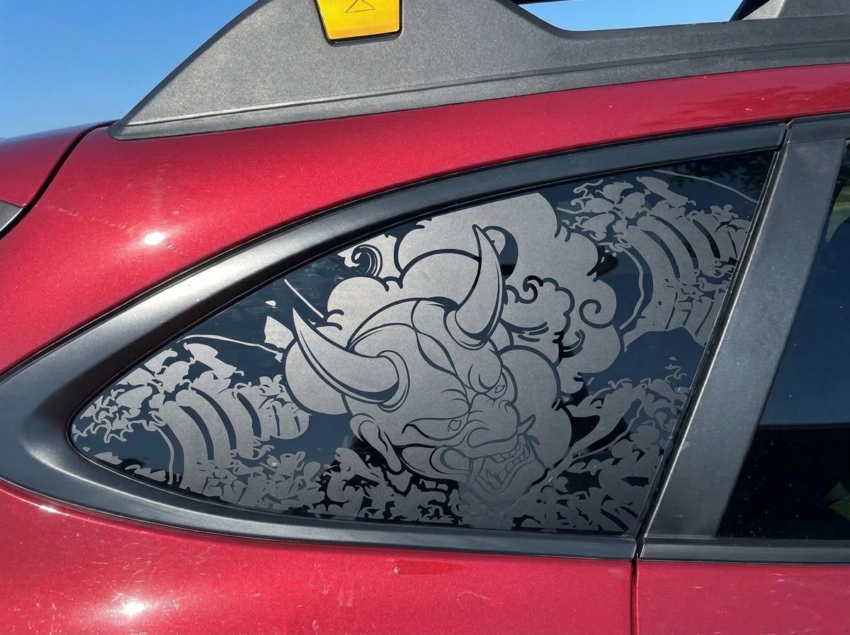 Oni Demon Waves Quarter Window Decal Compatible with Subaru Outback 2010–2027