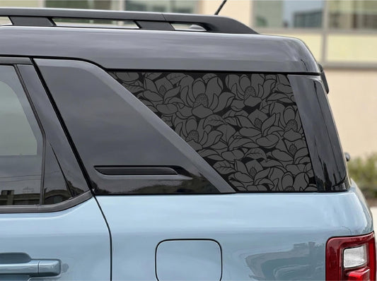 Magnolia Flower Quarter Window Decal – Compatible with Ford Bronco Sport (2021–2027)