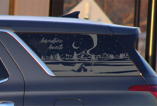 Adventure Awaits Camping Quarter Window Decal – Compatible with Hyundai Palisade (2020–2025)