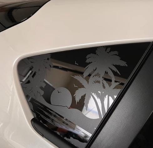 Sunset Palm Tree Quarter Window Decal – Compatible with Subaru Crosstrek (2012–2027)