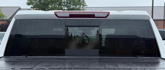 Mountain Trees Rear Sliding Window Decal – Universal Truck Fit