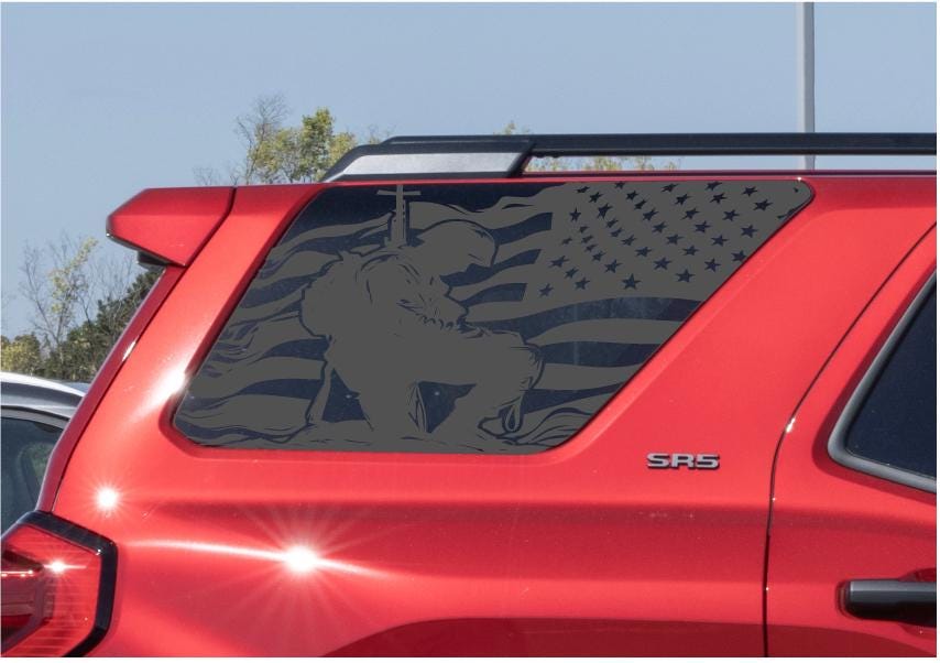 American Flag Soldier Quarter Window Decal – Compatible with Toyota 4Runner (2010–2027)