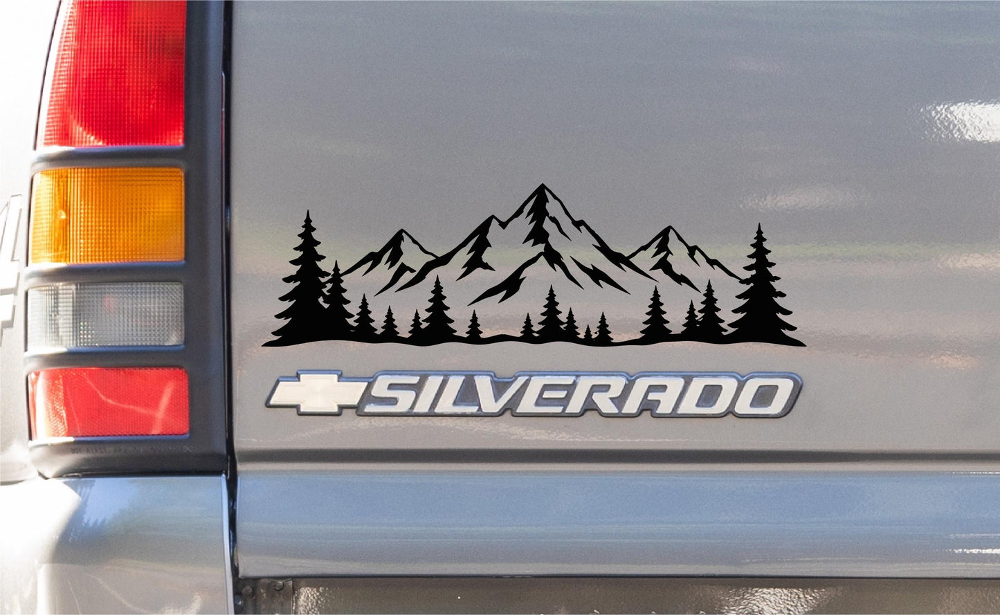 Mountain Trees Decal – Nature Vinyl Sticker for Cars, Trucks, SUVs & Laptops