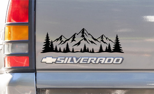 Mountain Trees Decal – Nature Vinyl Sticker for Cars, Trucks, SUVs & Laptops