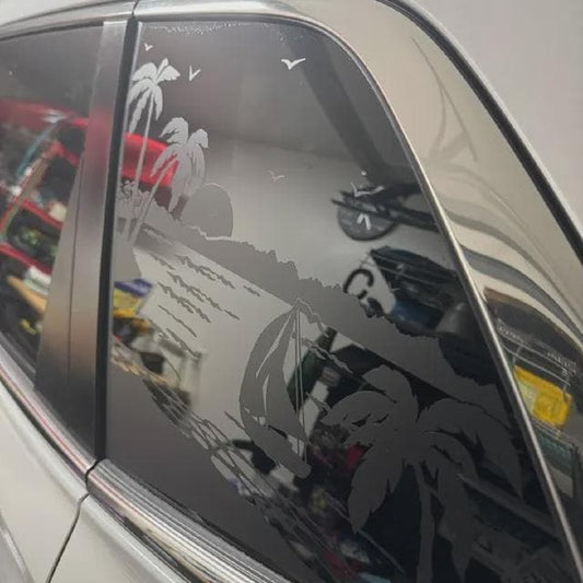Tropical Beach Quarter Window Decal – Compatible with Honda CR-V (2012–2026)