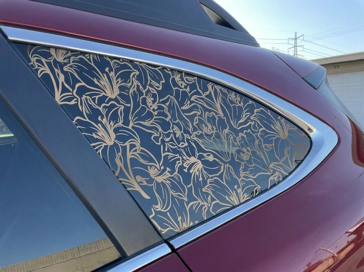 Lily Flowers Quarter Window Decal – Compatible with Subaru Outback (2010–2027)