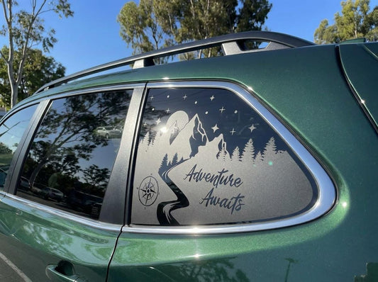 Adventure Awaits Quarter Window Decal – Compatible with Subaru Forester (2009–2027)