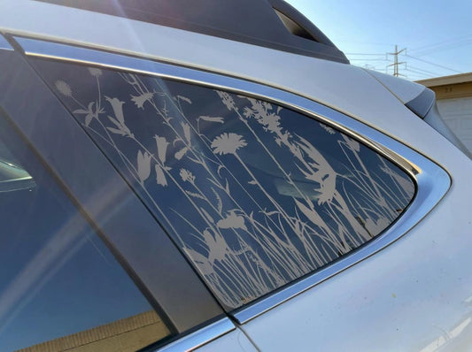 Botanical Wildflower Quarter Window Decal – Compatible with Subaru Outback (2010–2027)