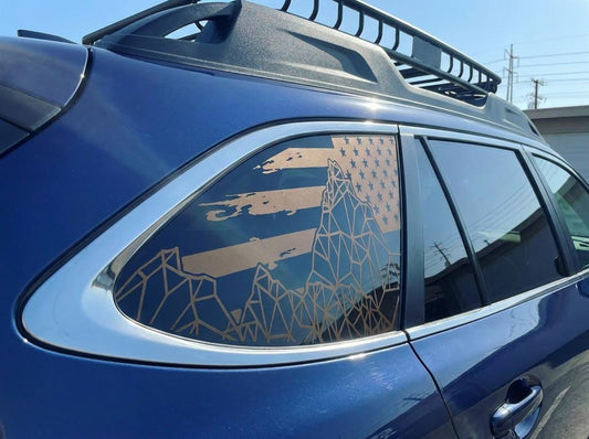 American Flag Triangles Quarter Window Decal Compatible with Subaru Outback 2010–2027