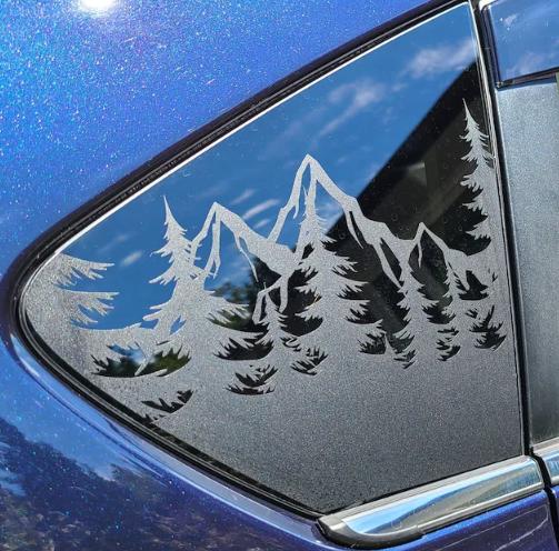 Mountain Pine Trees Quarter Window Decal – Compatible with Subaru Crosstrek (2012–2027)