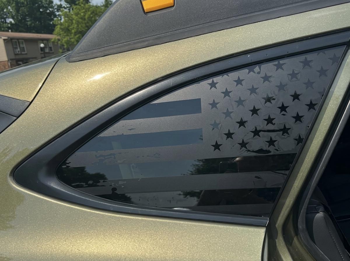 Distressed American Flag Quarter Window Decal – Compatible with Subaru Outback (2010–2027)