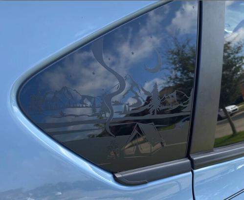 Camping Tent Campfire Quarter Window Decal Compatible with Subaru Crosstrek 2012–2027