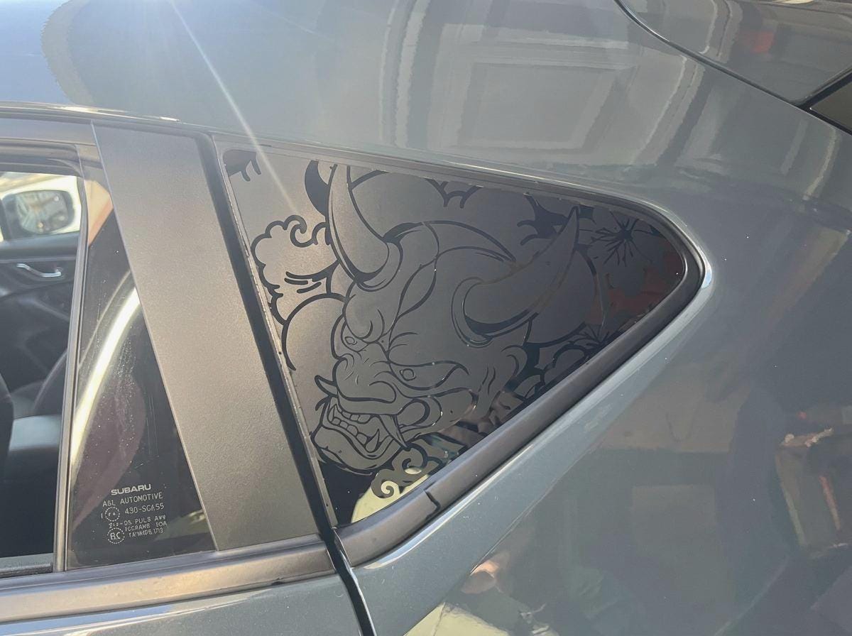 Oni Demon Quarter Window Decal – Compatible with Subaru Crosstrek (2012–2027)