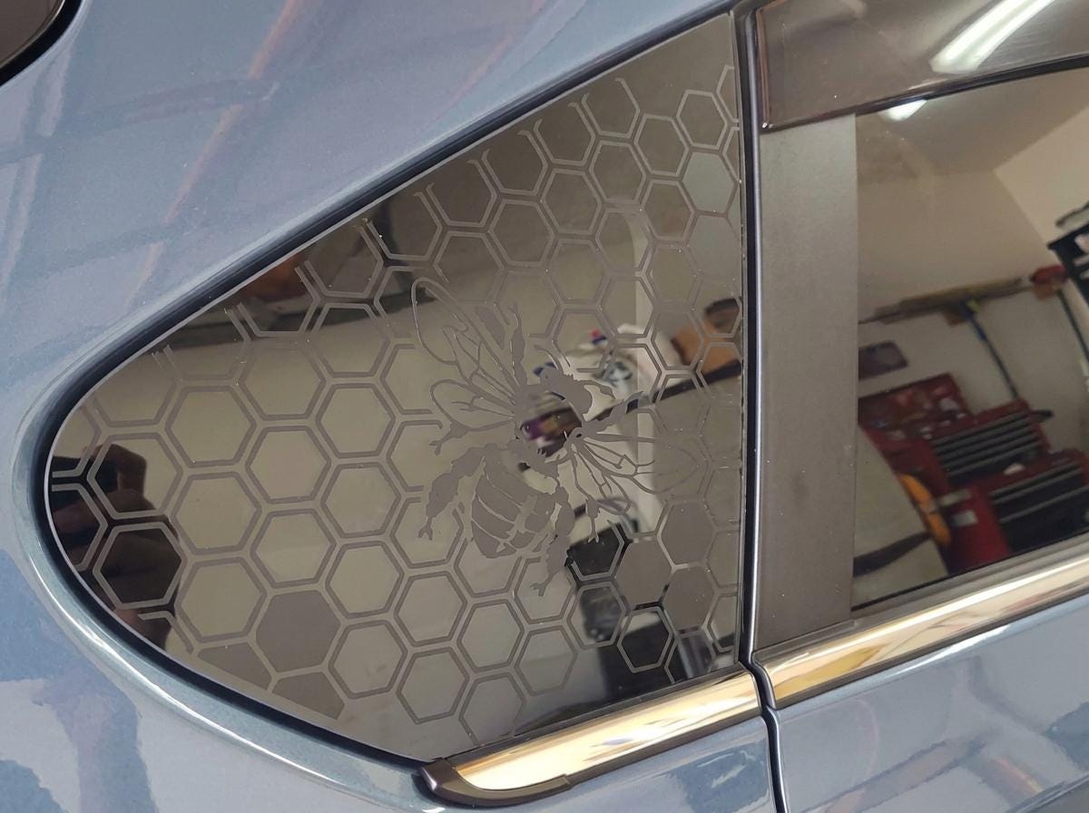 Honeycomb Bee Quarter Window Decal – Compatible with Subaru Crosstrek (2012–2027)