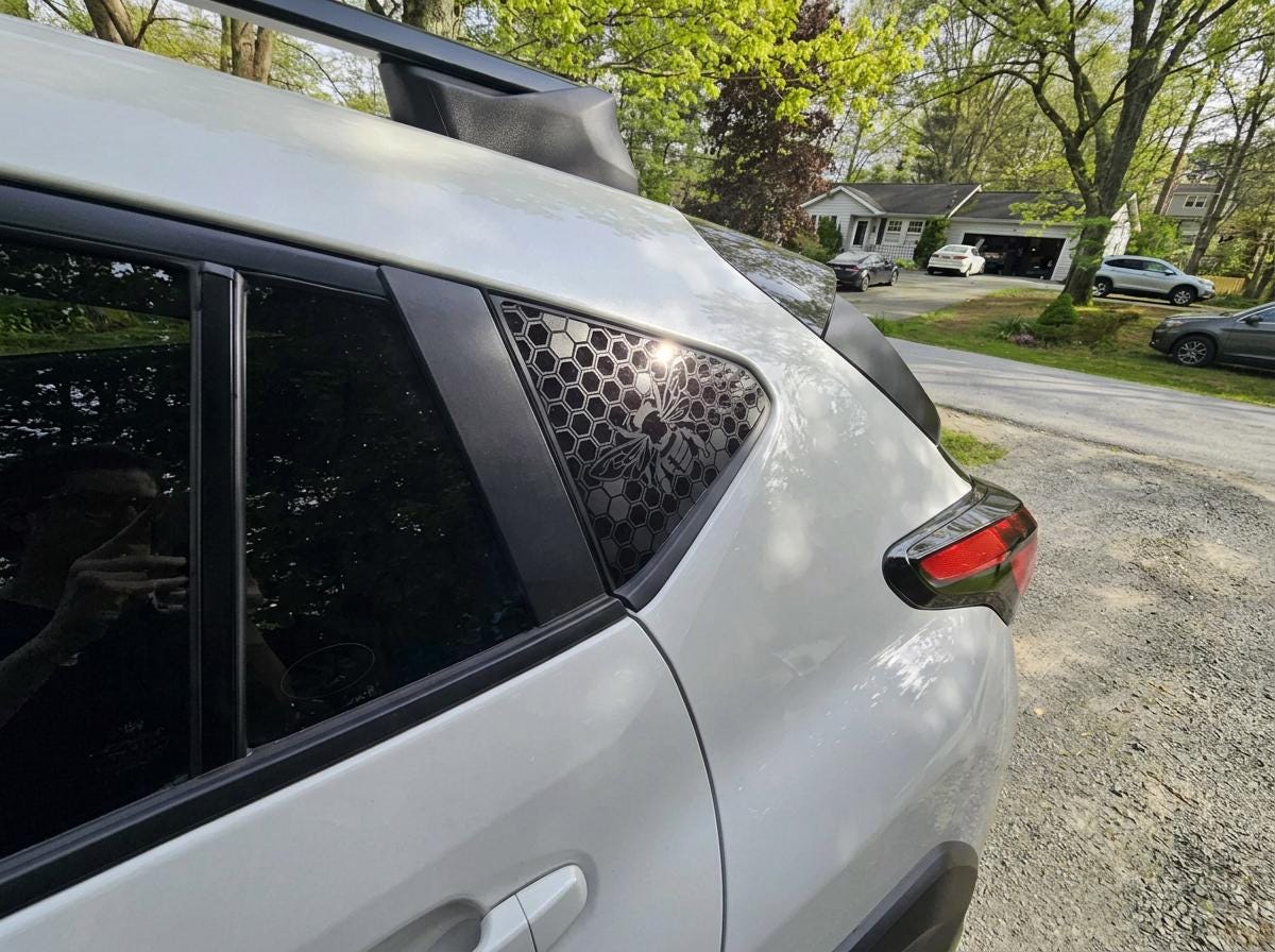 Honeycomb Bee Quarter Window Decal – Compatible with Subaru Crosstrek (2012–2027)