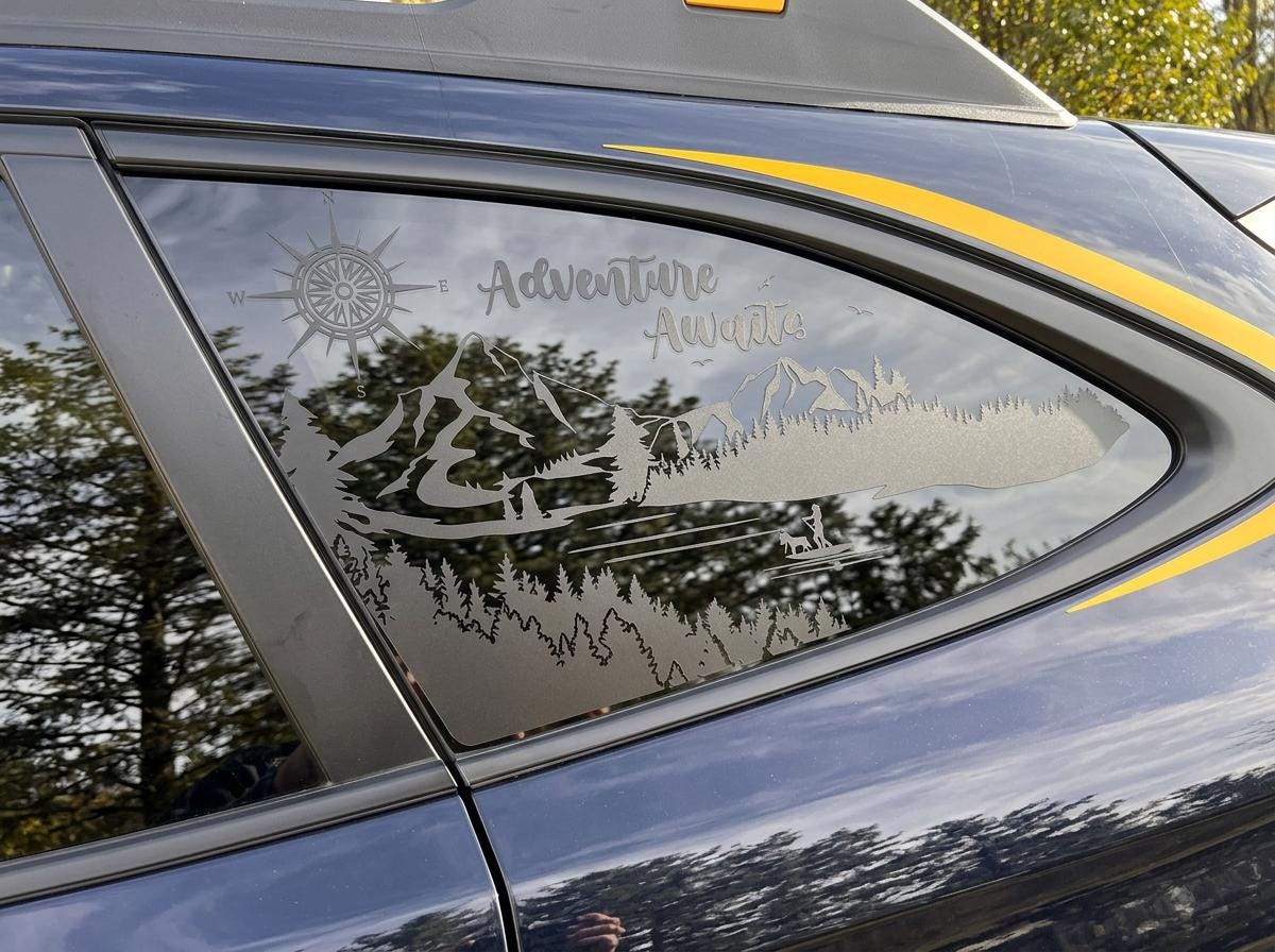 Adventure Awaits Quarter Window Decal – Compatible with Subaru Outback (2010–2027)