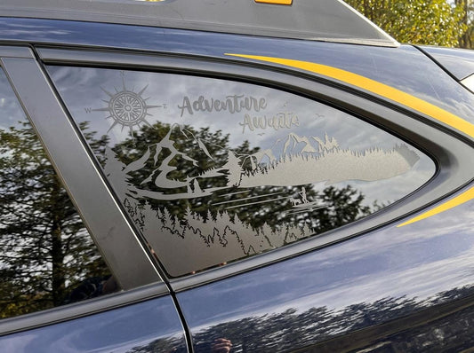 Adventure Awaits Quarter Window Decal – Compatible with Subaru Outback (2010–2027)