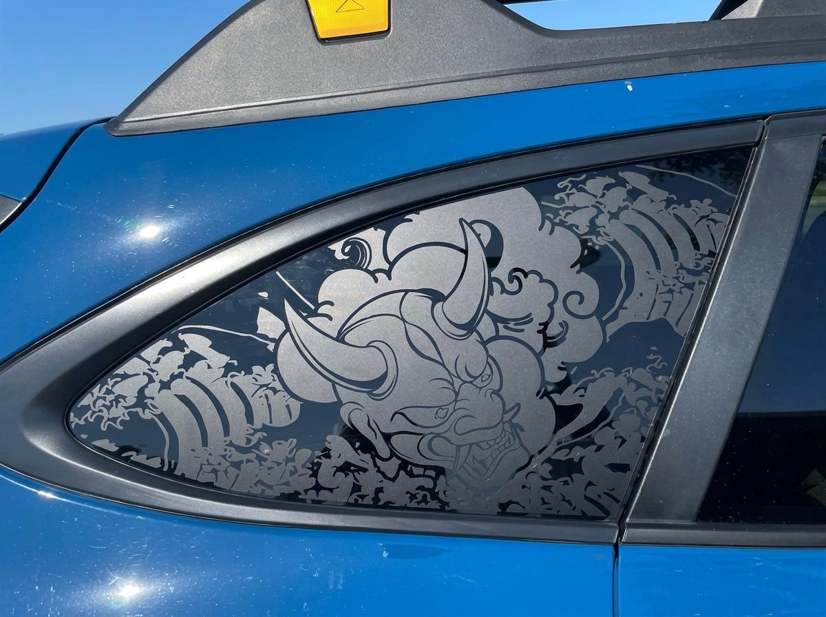 Oni Demon Waves Quarter Window Decal Compatible with Subaru Outback 2010–2027