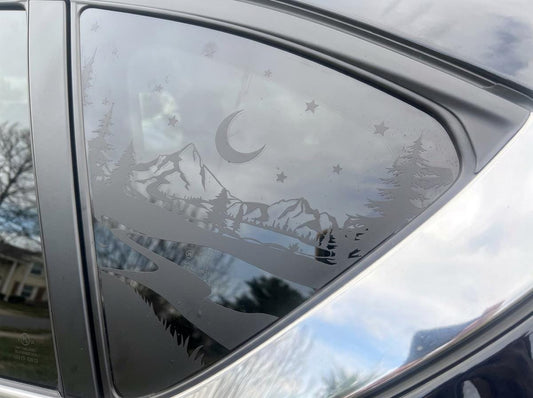 Mountain Starry Night Quarter Window Decal Compatible with Mazda CX-5 2017–2026