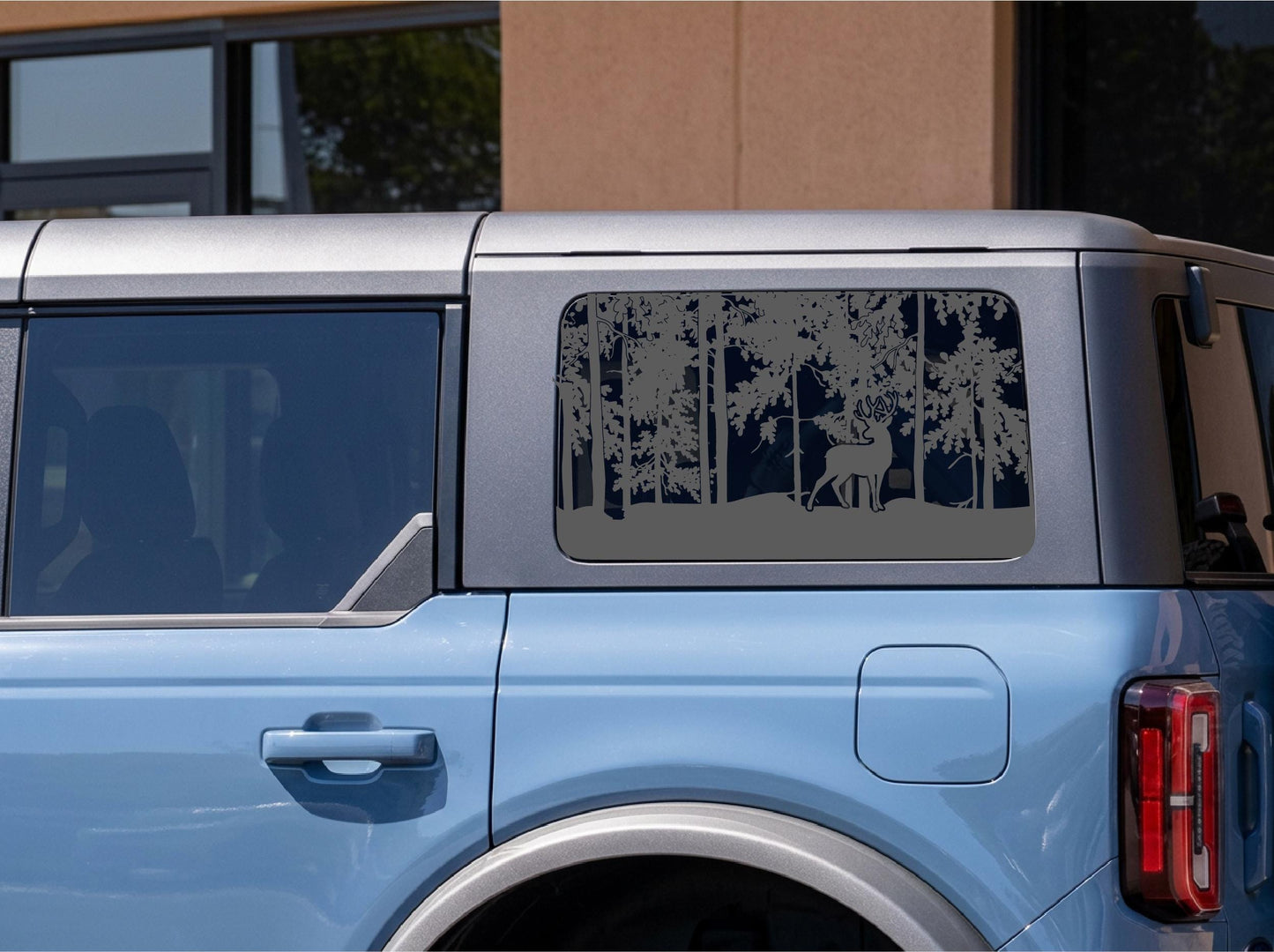 Buck Deer Forest Quarter Window Decal Compatible with Ford Bronco 4-Door Outer Banks (OBX) 2021–2027
