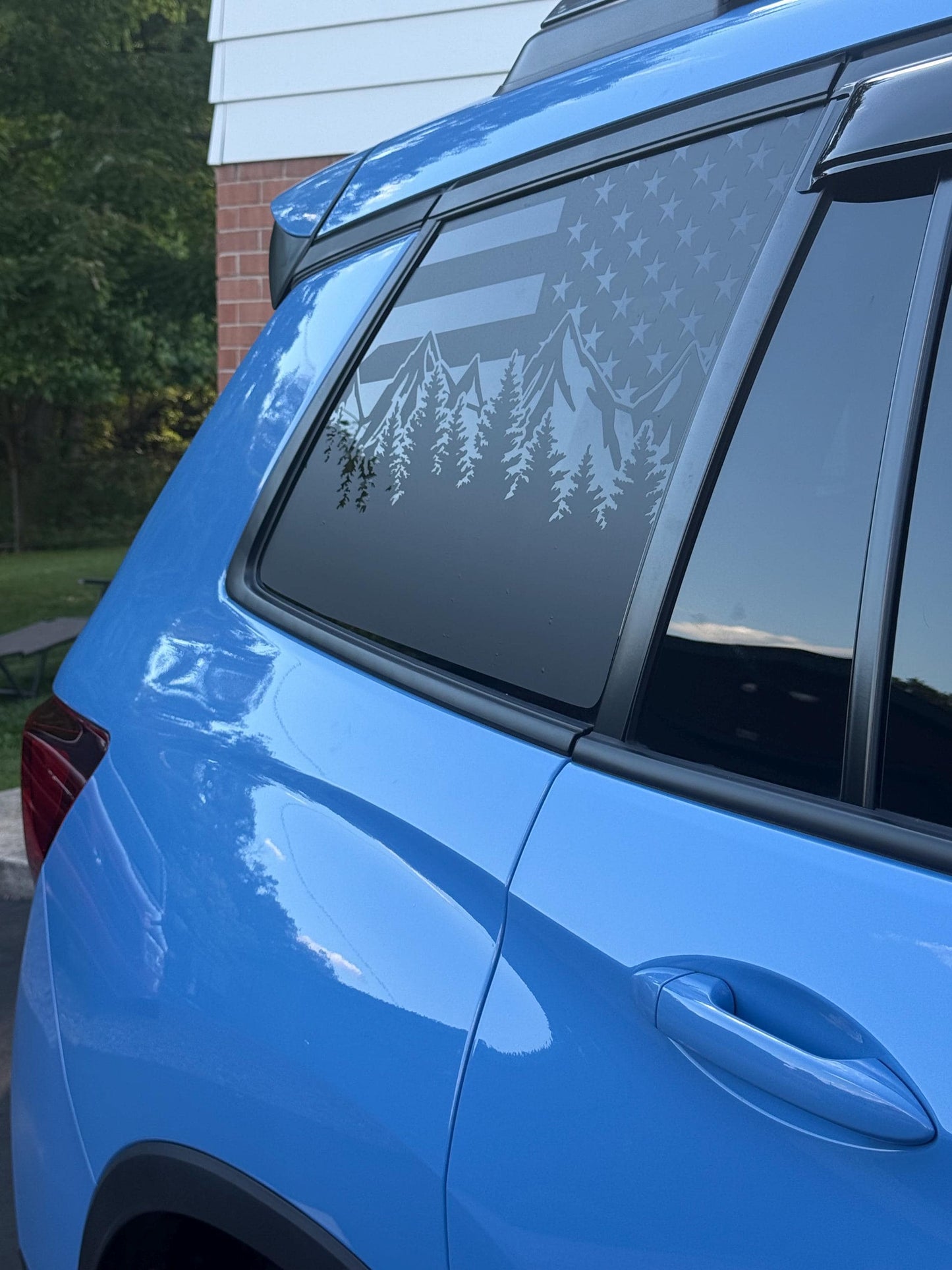 American Flag Mountain Quarter Window Decal Compatible with Honda Passport 2019–2027