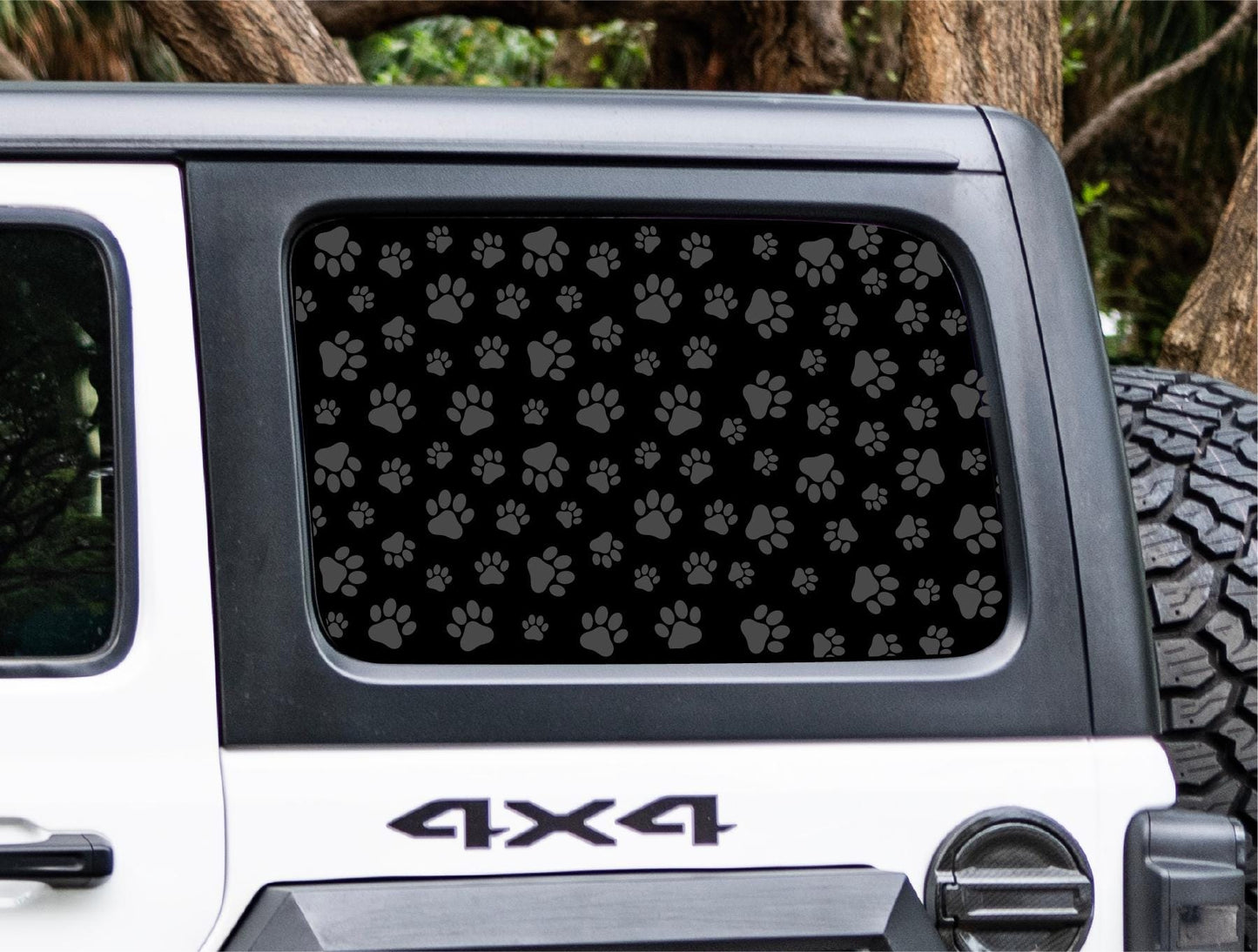 Paw Print Pattern Quarter Window Decal – Compatible with Jeep Wrangler JK (2007–2018)
