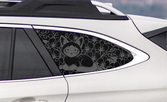 Chibi Siamese Cat Orchid Quarter Window Decal – Compatible with Subaru Outback (2010–2027)