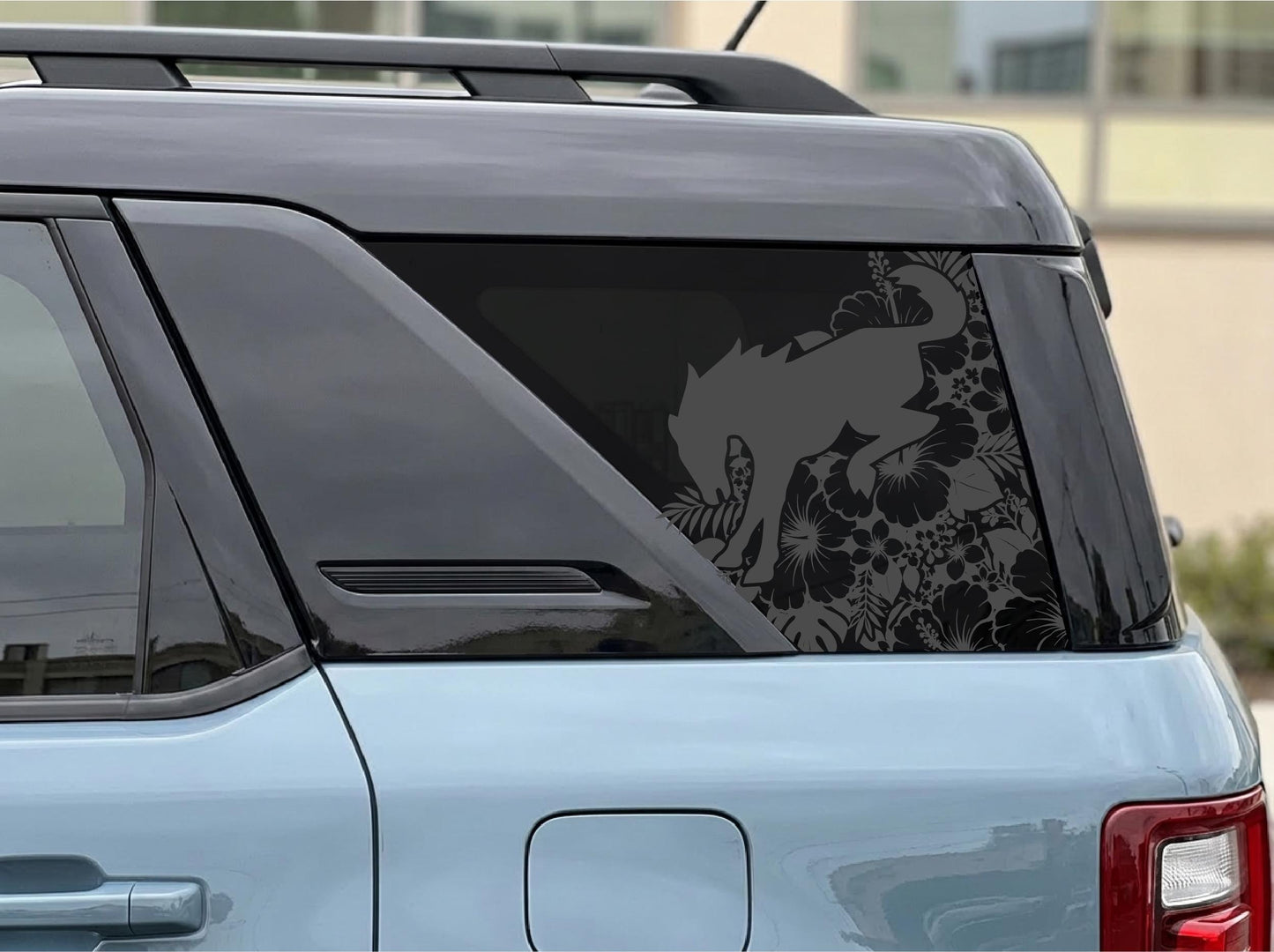 Fox Hibiscus Tropical Quarter Window Decal – Compatible with Ford Bronco Sport (2021–2027)