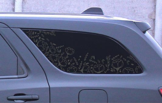 Poppy Floral Quarter Window Decal – Compatible with Dodge Durango (2011–2026)